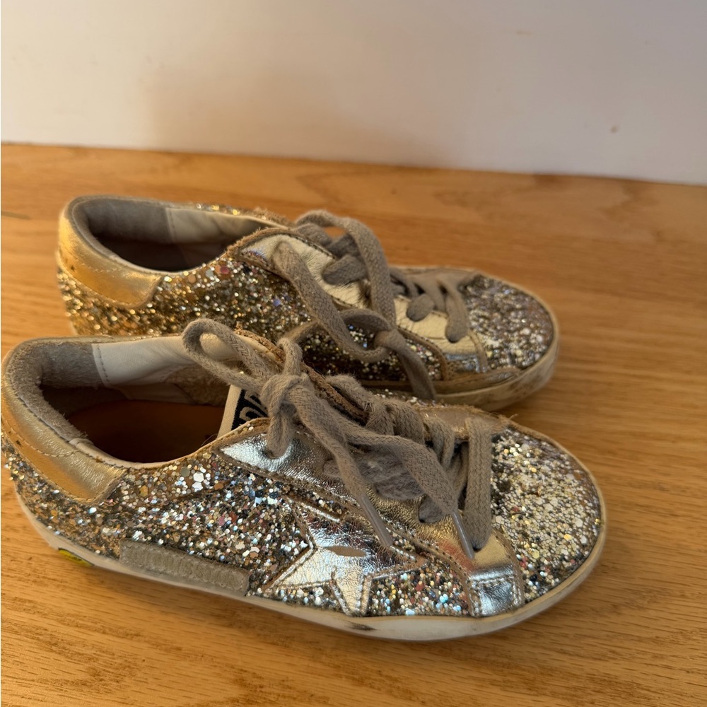 Golden Goose Glitter and Gold Kids Sneakers